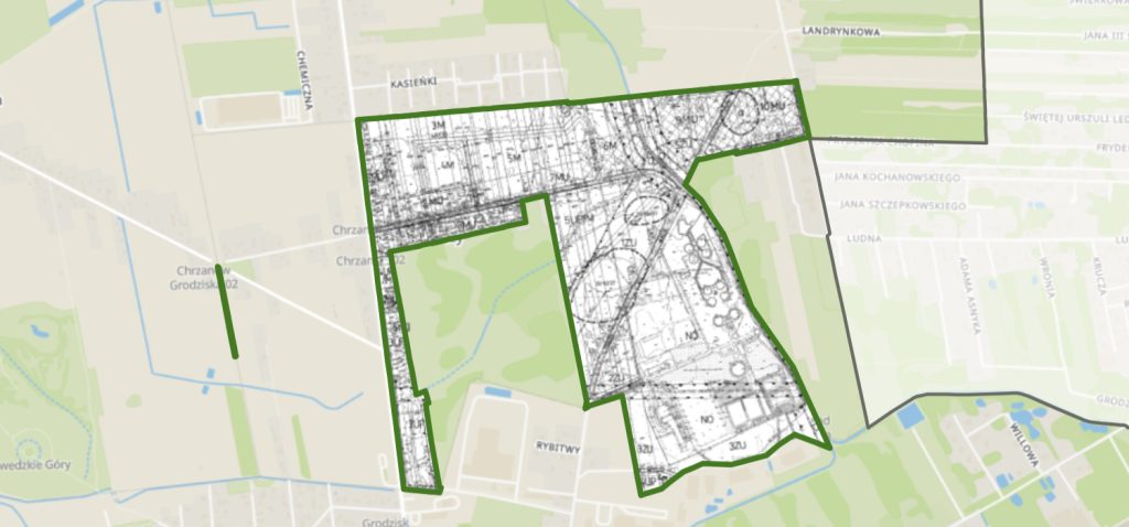 Fragment mapy gminy Grodzisk Mazowiecki